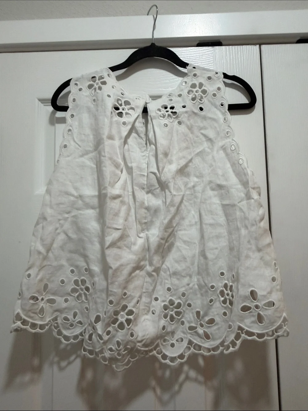 Madewell Embroidered Linen Eyelet High-Low Tank Medium